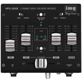 IMG -Stage -Linie | Monacor 3-Kanal-Stereo-DJ-Mixer mit USB-Schnittstelle. Stecker und mischen