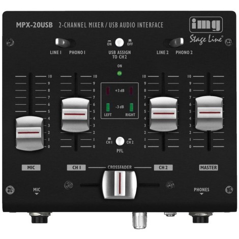 IMG -Stage Line | Monacor 3-kanaals stereo DJ mixer, met USB-interface. Plug en mix - Monacor Studio Mixers