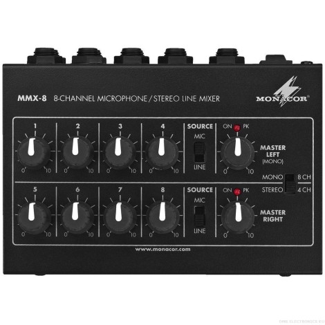 Microfoon Stereo line Mixer MMX-8 - Mélangeur de microphone et préampli
