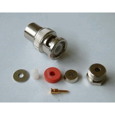 BNC-Male Soldeer connector. Clamp RG 174 (10 stuks) - Conectores Coaxiais