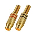 T-707JGLC RCA Plug-In In-line aansluitingen vergulde lichaam - RCA pluggen jacks