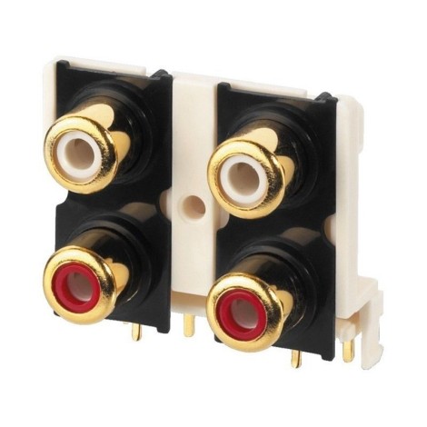 RCA panel print 4 jacks Gold-plated contact T-740G (10 stuks) - Jack plug-in RCA