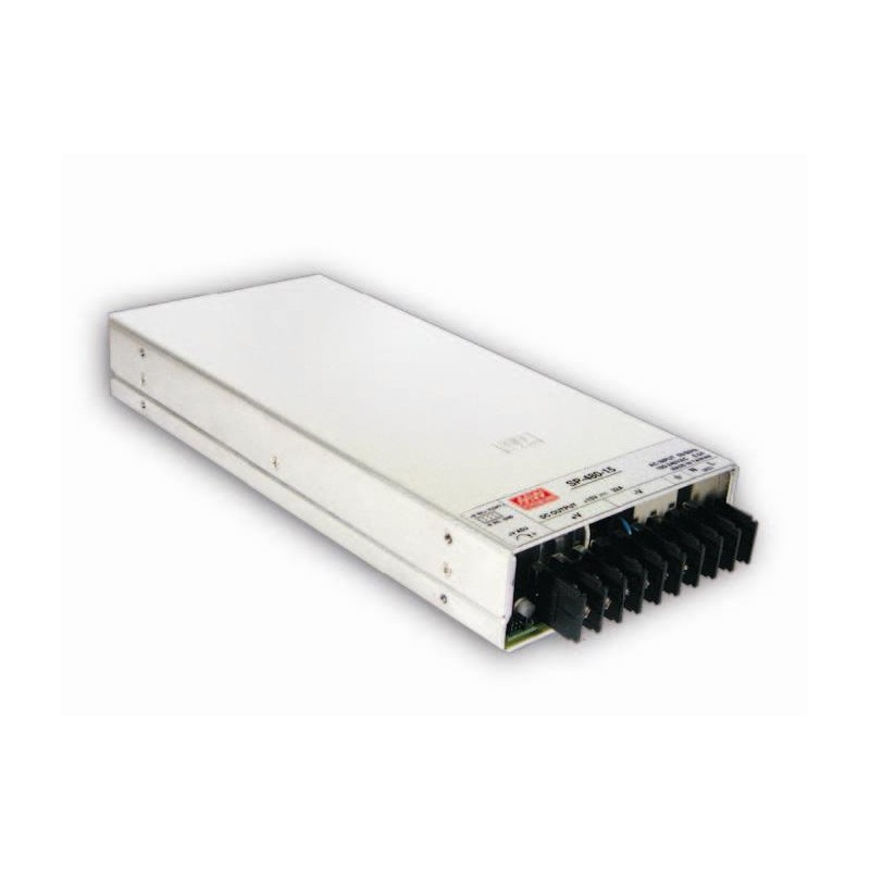 Mean Well SP-480-24 specifications: AC-DC Enclosed power supply Output 24Vdc at 20A  PFC, forced air cooling